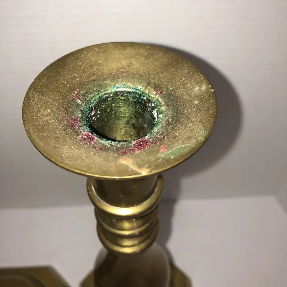 Brass Candlestick Holders Pair 12